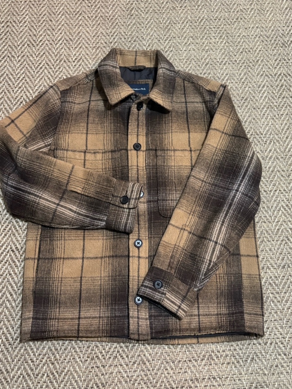 Abercrombie Fitch Men Heavy Flannel Shirt Jacket Shacket XS Lined Relaxed Fit